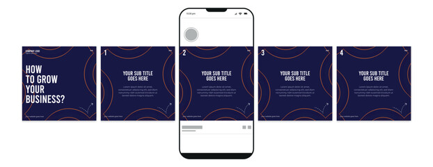 Business carousel post template for advertising, Set of carousel post for Instagram and LinkedIn, Editable social media carousel layout, template eps 10. © Graphaxil
