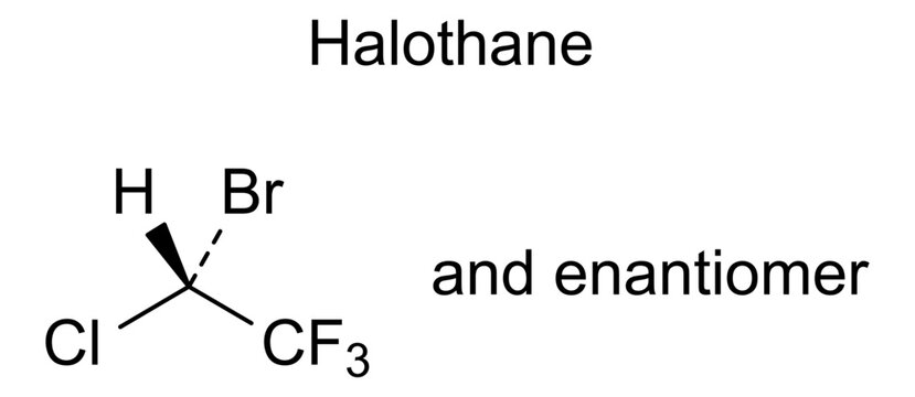 Chemical structure of halothane, drug substance
