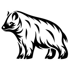 Monochrome Black and White Graphic Illustration of a Warthog or Wild Pig