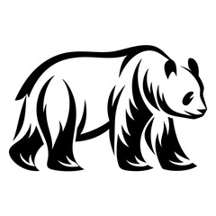 Stylized Black and White Panda Bear Graphic Walking Illustration Design