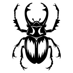 Bold black and white illustration of a Stag Beetle with elaborate design