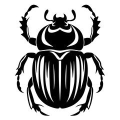 Stylized black and white scarab beetle illustration for tattoo or logo design
