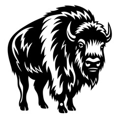 Monochrome stylized American bison or buffalo image with artistic rendering