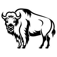 American Bison, Buffalo, Silhouette, Wild Animal, Mammal, Native, Illustration, Emblem, Logo