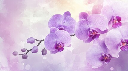 Obraz premium Soft Lavender Orchid Pastel Watercolor Background