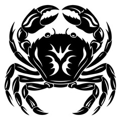 Stylized Black and White Crab Illustration with Intricate Details and Symmetry