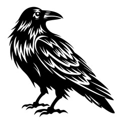 Stylized Black Raven Illustration Depicting Power, Mystery, and Nature's Majesty