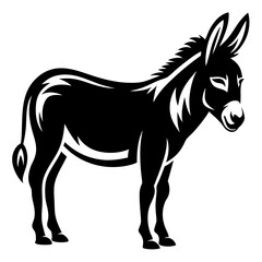 Monochrome Illustration of a Donkey Standing with Elegance and Strong Black Design