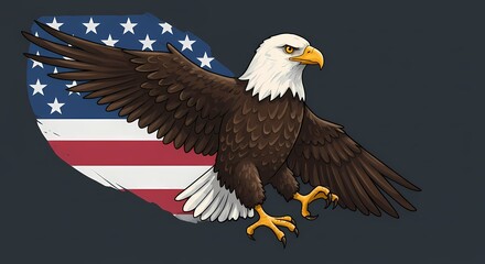 Obraz premium Soaring Majesty: An Intricate Illustration of the American Bald Eagle in Detail 