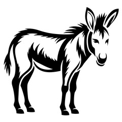 Stylized black and white donkey vector illustration with a unique design