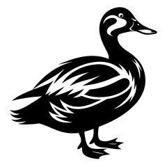 Stylized Silhouette of a Duck with Intricate Feather Details and Distinct Appearance