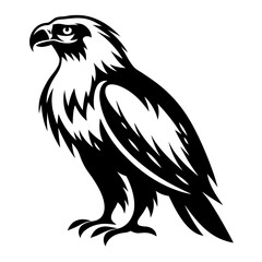 Stylized black and white eagle illustration conveying strength and determination.