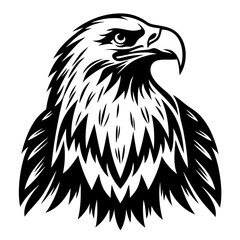 Monochromatic Vector Illustration of an Eagle Head Looking Regal and Proud
