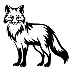 Striking Black and White Vector Illustration of a Regal Fox Standing Tall