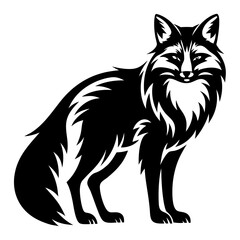 Fox illustration in black and white artistic style with intricate details