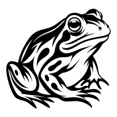 Artistic Monochrome Rendition of a Frog in a Striking Tribal Style