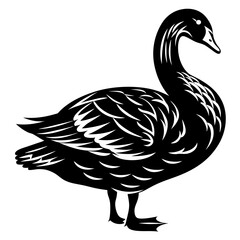 Fototapeta premium Striking Black and White Illustration of a Goose with Stylized Feathers