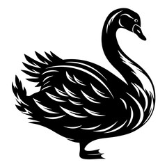 Monochrome depiction of a magnificent swan in elegant silhouette form