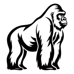 Striking black and white illustration of a majestic gorilla in profile