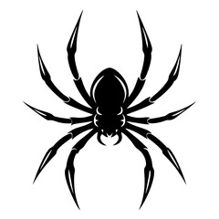 Black spider with eight legs on a white background in vector format
