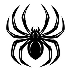 Black and white vector illustration of a stylized spider arachnid