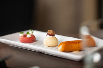 Exquisite gourmet dessert presentation showcasing creativity and artistry in culinary delights with a focus on unique flavors and textures dessert concept