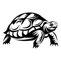 Monochrome Artistic Rendition of a Tortoise with Intricate Shell Design