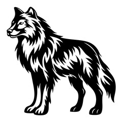 Majestic Black and White Wolf Silhouette, a Symbol of Wilderness and Freedom