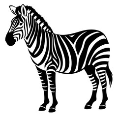 Striking Black and White Zebra Illustration with Bold Contrasting Stripes