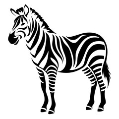 Striking Zebra Illustration with Bold Black and White Stripes Design
