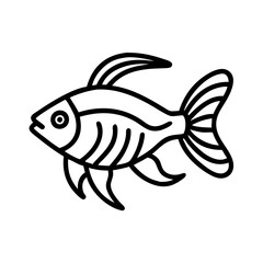 bolivian ram fish  line drawn outline vector art - illustration bolivian ram fish, isolated transparent background