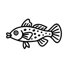 bristlenose pleco fish line drawn outline vector art - illustration bristlenose pleco fish, isolated transparent background