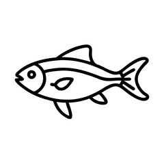 celestial pearl danio fish line drawn outline vector art - illustration celestial pearl danio fish, isolated transparent background