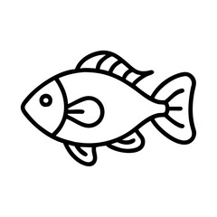 dwarf cichlid fish line drawn outline vector art - illustration dwarf cichlid fish, isolated transparent background