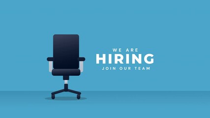 we are hiring with manager chair for job vacancy animation