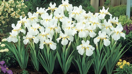 Fototapeta premium Stunning White Iris Flowers Garden Bloom