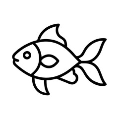 goldfish line drawn outline vector art - illustration goldfish, isolated transparent background
