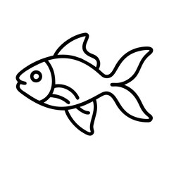 goldfish  line drawn outline vector art - illustration goldfish, isolated transparent background