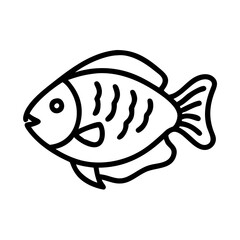 gourami fish line drawn outline vector art - illustration gourami fish, isolated transparent background
