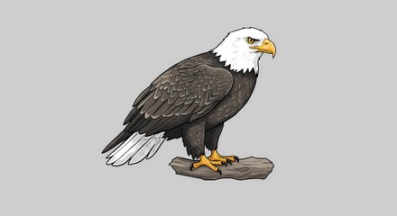 Obraz premium Detailed Portrait of an American Icon: Bald Eagle Illustration Highlighting National Pride 