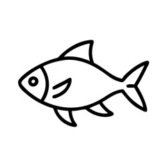 lemon tetra fish line drawn outline vector art - illustration lemon tetra fish, isolated transparent background