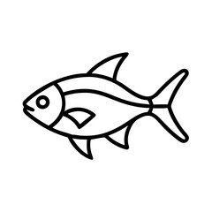 lemon tetra fish  line drawn outline vector art - illustration lemon tetra fish, isolated transparent background