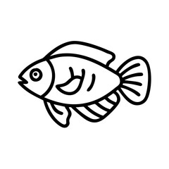 pearl gourami fish line drawn outline vector art - illustration pearl gourami fish, isolated transparent background