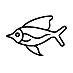 platy fish line drawn outline vector art - illustration platy fish, isolated transparent background