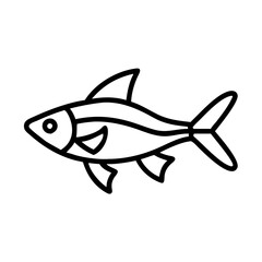 rasbora fish line drawn outline vector art - illustration rasbora fish, isolated transparent background