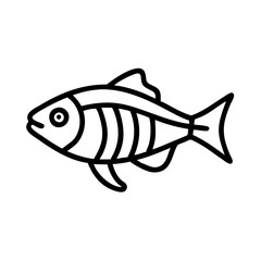 zebra danio fish line drawn outline vector art - illustration zebra danio fish, isolated transparent background