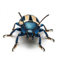 Fototapeta premium Vibrant Blue Beetle: A Close-Up Macro Photography