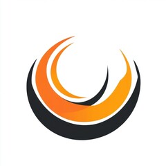 Abstract Circular Logo Design with Curved Elements in Orange and Black on a White Background, Modern and Minimalist