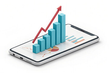 3d graph icon for business new idea. Excellent business graph on mobile