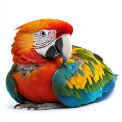 Naklejka premium Vibrant Macaw Parrot: A Close-Up Portrait of Tropical Bird